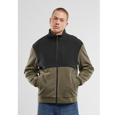 Urban Classics - TB7016 - Colour Block Polar Fleece Jacket - black/olive