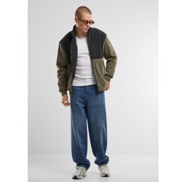 Urban Classics - TB7016 - Colour Block Polar Fleece Jacket - black/olive