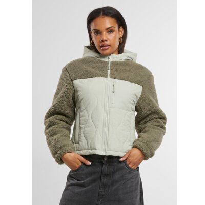 Urban Classics - TB7071 - Ladies Sherpa Crinkle Nylon Mix Jacket - palegreen/stonegreen