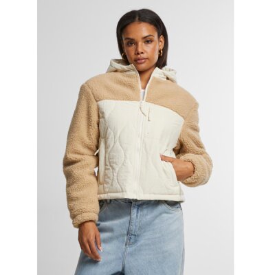 Urban Classics - TB7071 - Ladies Sherpa Crinkle Nylon Mix Jacket - unionbeige/whitesand