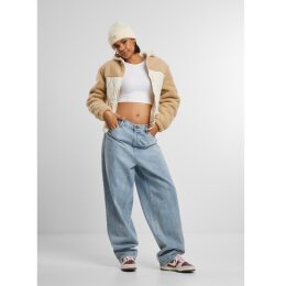 Urban Classics - TB7071 - Ladies Sherpa Crinkle Nylon Mix Jacket - unionbeige/whitesand