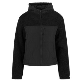 Urban Classics - TB7071 - Ladies Sherpa Crinkle Nylon Mix Jacket - black/black
