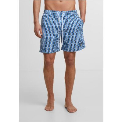Urban Classics - TB2679 - Pattern Swim Short - blue retro patterns