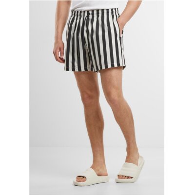 Urban Classics - TB7347 - Striped Seersucker Swim Shorts- black/offwhite