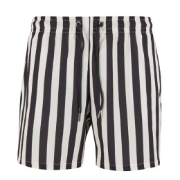 Urban Classics - TB7347 - Striped Seersucker Swim Shorts- black/offwhite