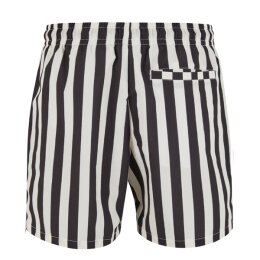 Urban Classics - TB7347 - Striped Seersucker Swim Shorts- black/offwhite