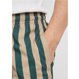 Urban Classics - TB7347 - Striped Seersucker Swim Shorts- bottlegreen/unionbeige