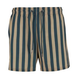 Urban Classics - TB7347 - Striped Seersucker Swim Shorts- bottlegreen/unionbeige