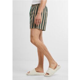 Urban Classics - TB7347 - Striped Seersucker Swim Shorts- bottlegreen/unionbeige L