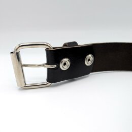 Ledergürtel mit Druckknopf - B666.R - Echtleder - dark brown M