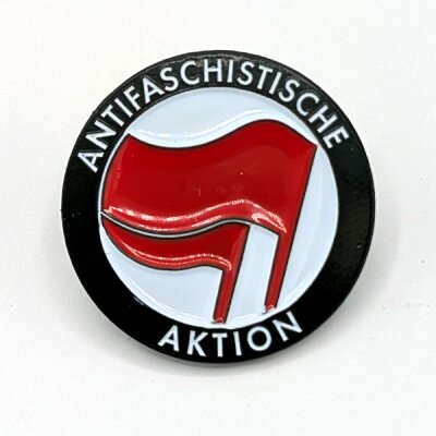 Antifaschistische Aktion - rot/rot auf weiß - Pin