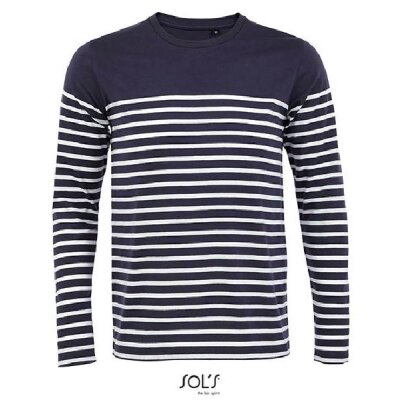 SOLS - 03099 - Men´s Long Sleeve Striped T-Shirt Matelot - french navy / white