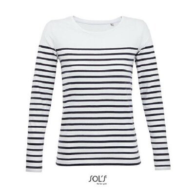 SOLS - 03099 - Women´s Long Sleeve Striped T-Shirt Matelot - white / navy