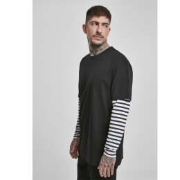 Urban Classics - TB3498 Oversized Double Layer Striped Longsleeve - black L