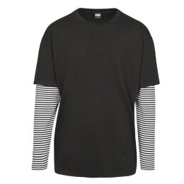 Urban Classics - TB3498 Oversized Double Layer Striped Longsleeve - black L