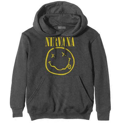 Nirvana - Yellow Happy Face - Hoodie - charcoal grey XL