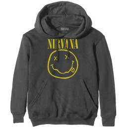 Nirvana - Yellow Happy Face - Hoodie - charcoal grey XL