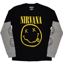 Nirvana - Yellow Happy Face - black/grey - Layered...