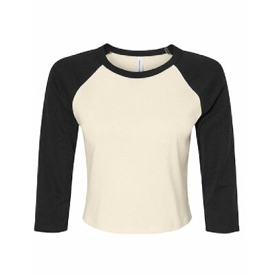 Bella + Canvas - 1200 - Womens Micro Rib 3/4 Raglan Baby Tee - Natural / Black M