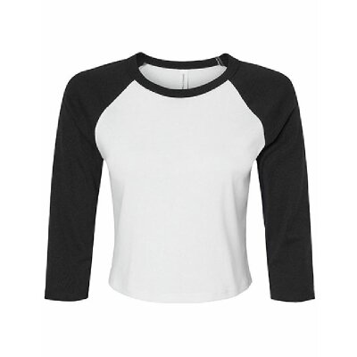 Bella + Canvas - 1200 - Womens Micro Rib 3/4 Raglan Baby Tee - White / Black