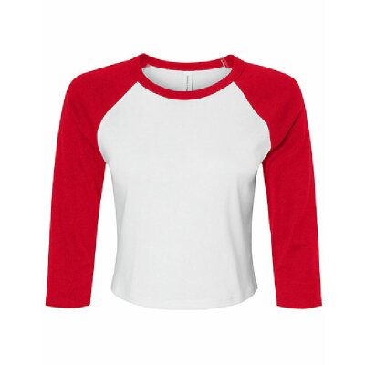 Bella + Canvas - 1200 - Womens Micro Rib 3/4 Raglan Baby Tee - White / Red