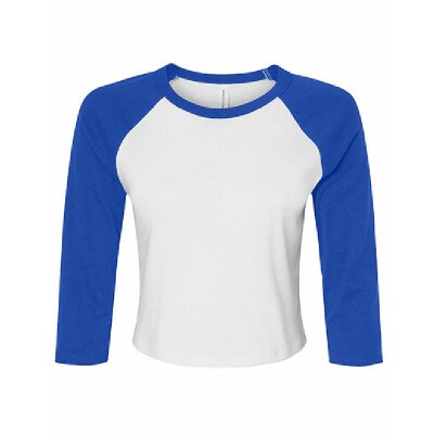 Bella + Canvas - 1200 - Womens Micro Rib 3/4 Raglan Baby Tee - White / True Royal