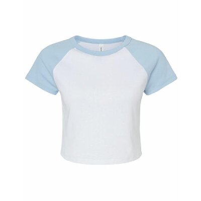Bella + Canvas - 1201 - Women´s Micro Rib Raglan Baby Tee - White / Baby Blue