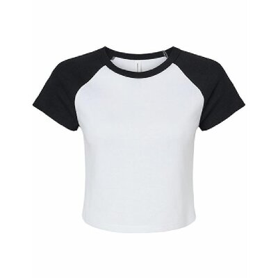 Bella + Canvas - 1201 - Women´s Micro Rib Raglan Baby Tee - White / Black S