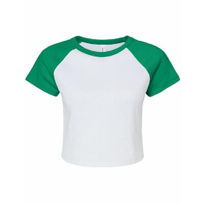 Bella + Canvas - 1201 - Women´s Micro Rib Raglan Baby Tee - White / Kelly Green XL