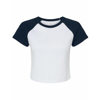 Bella + Canvas - 1201 - Women´s Micro Rib Raglan Baby Tee - White / Navy