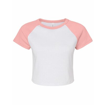 Bella + Canvas - 1201 - Women´s Micro Rib Raglan Baby Tee - White / Pink