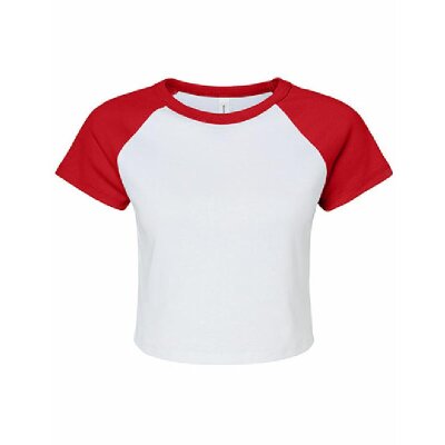 Bella + Canvas - 1201 - Women´s Micro Rib Raglan Baby Tee - White / Red