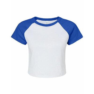 Bella + Canvas - 1201 - Women´s Micro Rib Raglan Baby Tee - White / True Royal