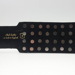 Nietengürtel - Gürtel mit silbernen Killernieten - 4-Reihig - B031 - Echtleder - black