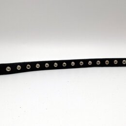 Nietengürtel - Gürtel mit silbernen Spitznieten - 1-Reihig - B001- Echtleder - black M