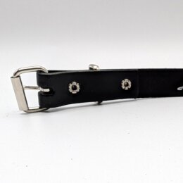 Nietengürtel - Gürtel mit silbernen Pyramidennieten - 1-Reihig - B017 - Echtleder - black S