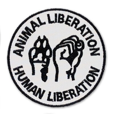 Animal Liberation - schwarz auf weiß - gestickter Patch (Aufnäher)