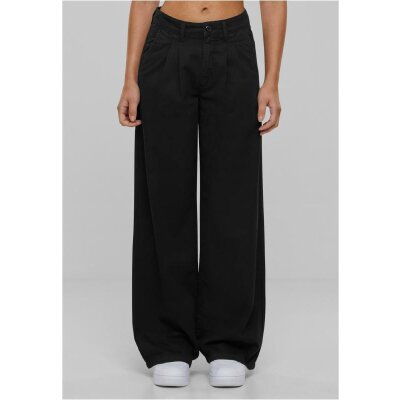 Urban Classics - TB6216 - Ladies Organic Pleated Cotton Pants - black