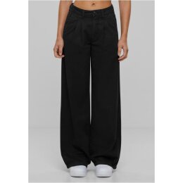 Urban Classics - TB6216 - Ladies Organic Pleated Cotton Pants - black
