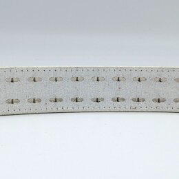 Nietengürtel - Gürtel mit silbernen Pyramidennieten - 2-Reihig - G0045a-1 - veganes Leder - white
