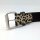 Nietengürtel - Gürtel mit silbernen Pyramidennieten - 2-Reihig - TG667PN - veganes Leder - beige leopard