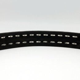 Nietengürtel - Gürtel mit silbernen Pyramidennieten - 2-Reihig - TG667PN - veganes Leder - beige leopard L