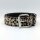 Nietengürtel - Gürtel mit silbernen Spitznieten - 2-Reihig - TG666SN - veganes Leder - beige leopard L