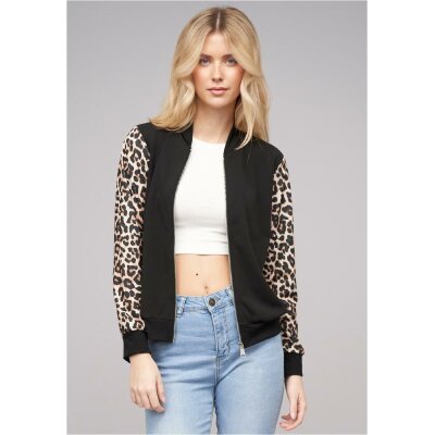 Cloud5ive - 25026014 Bomber Jacket 2-Tone Leo Sleeve Print - black /  leo