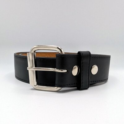Gürtel mit Druckknopf - D101-1 - veganes Leder - black XL
