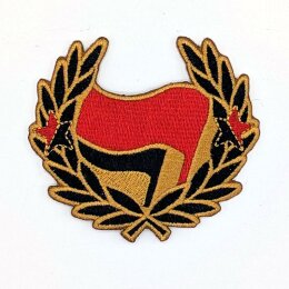 Antifa - Lorbeer Kranz - gold - gestickter Patch...