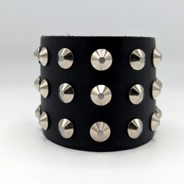 Armband mit silbernen Spitznieten - 3-Reihig - WB003 -...