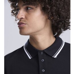 Just Hoods - Long Sleeve Tipped 100 Polo - JP103 - deep black / white