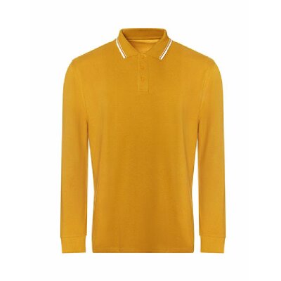 Just Hoods - Long Sleeve Tipped 100 Polo - JP103 - mustard / white