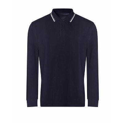Just Hoods - Long Sleeve Tipped 100 Polo - JP103 - oxford navy / white